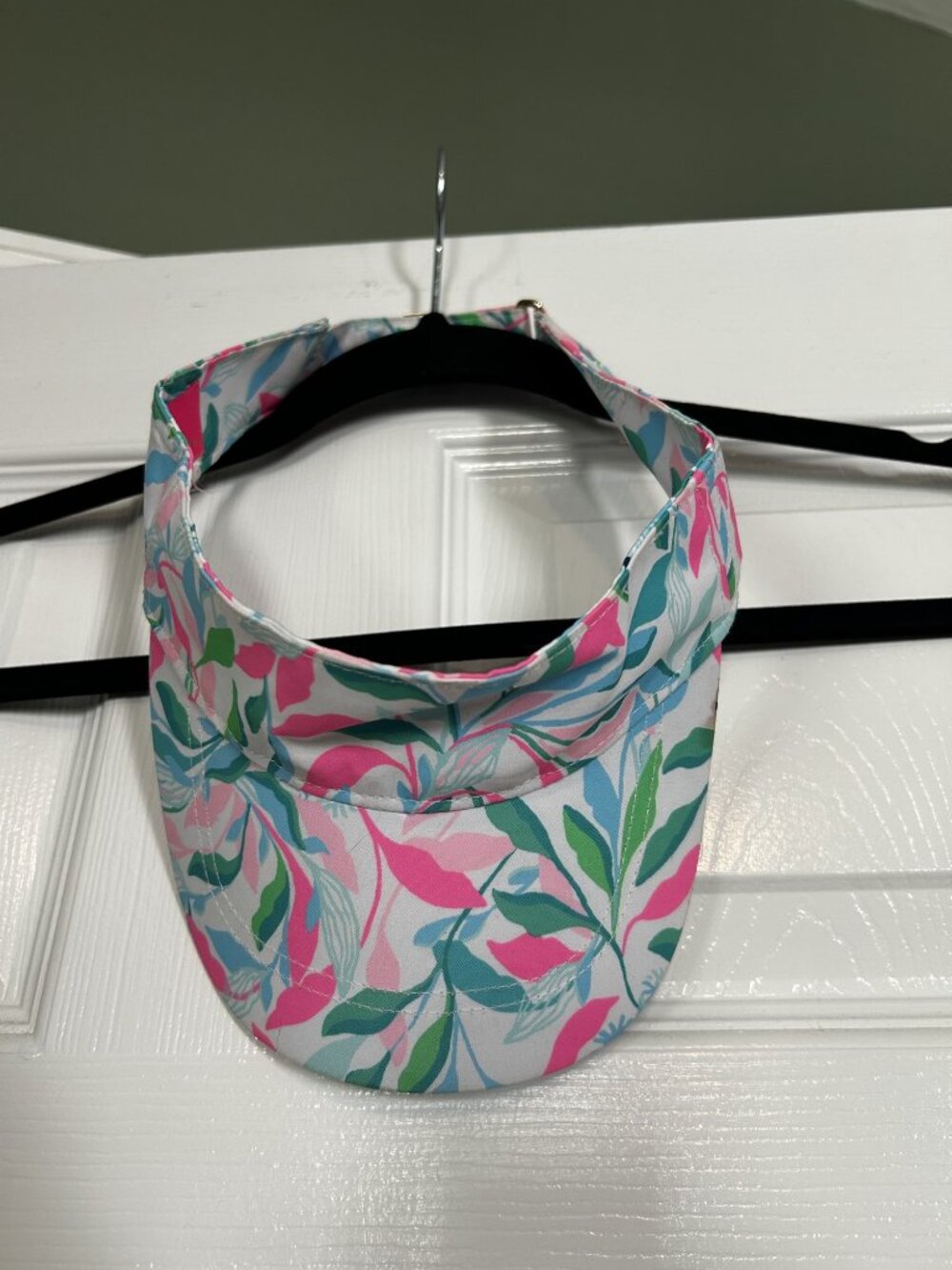Lilly Pulitzer Pink Green Tropical Leaf Print Sun Visor Adjustable One Size